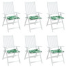 Cojines de silla 6 uds tela estampado de hojas 50x50x3 cm 3