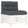 3pcs conjunto lounge jardim c/ almofadões madeira maciça branco 4