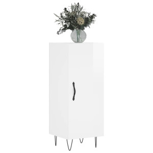 Aparador de madera contrachapada blanco brillante 34.5x34x90 cm H