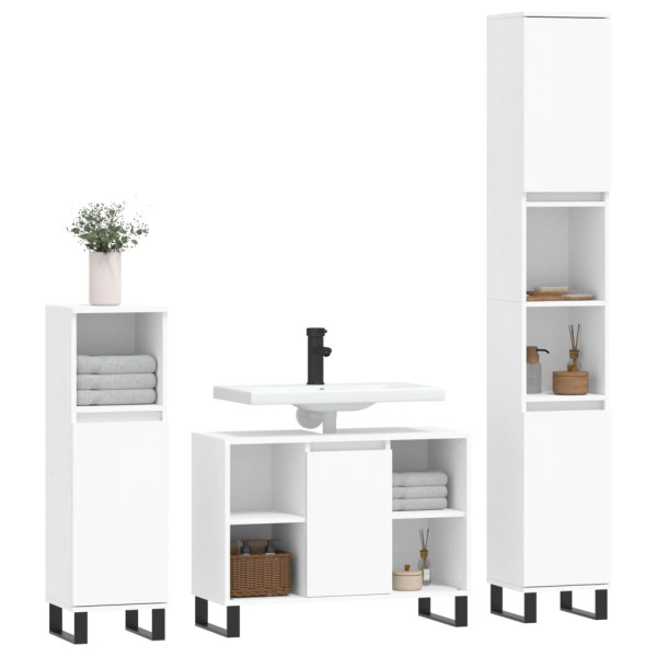 Juego de muebles de baño 3 pzas madera contrachapada blanco M 3