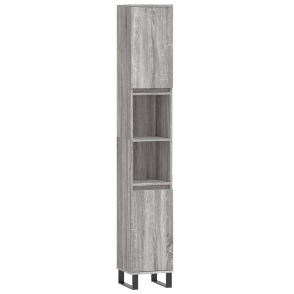 Set de muebles de baño 3 pzas madera contrachapada gris sonoma M 5