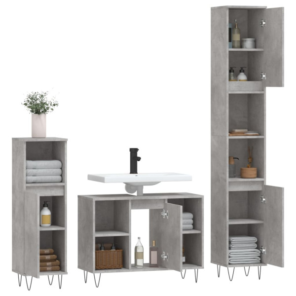 Set muebles de baño 2 piezas madera contrachapada gris hormigón M 4