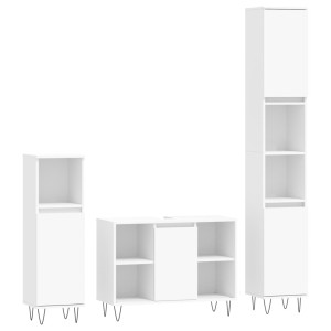 Juego de muebles de baño 3 pzas madera contrachapada blanco H