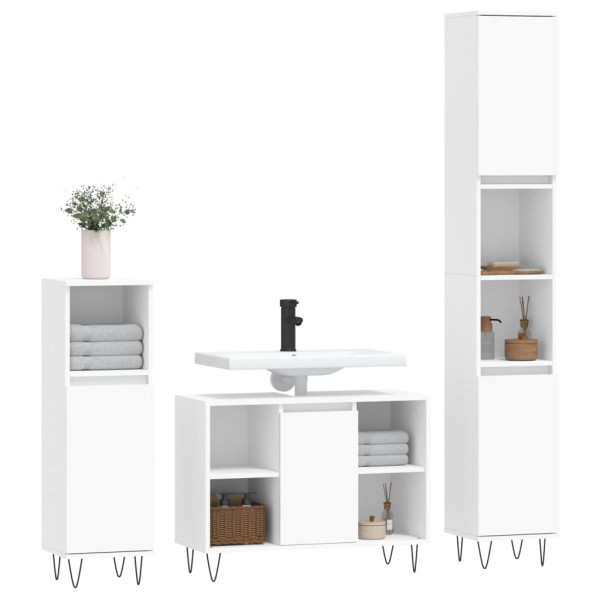 Juego de muebles de baño 3 pzas madera contrachapada blanco M 3