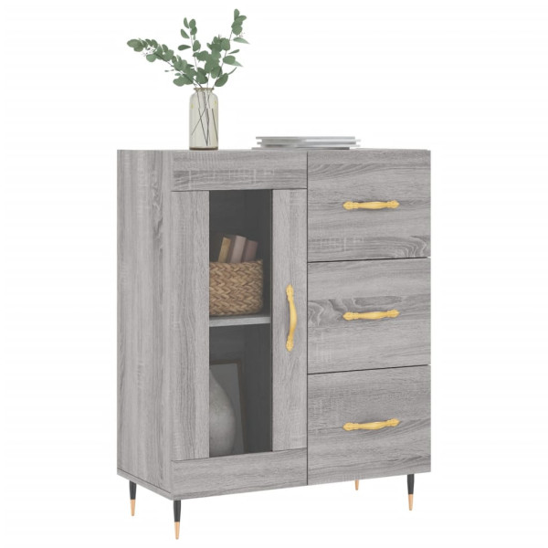 Aparador de madera de ingeniería gris Sonoma 69.5x34x90 cm M 3