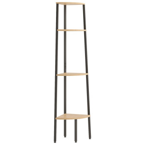 Estantería esquina 4 niveles marrón claro negro 45.5x31.5x150cm H