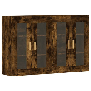 Armarios de pared 2 uds madera de ingeniería roble ahumado H