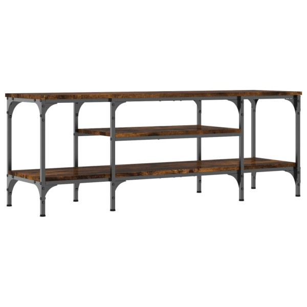 Mueble TV madera ingeniería y hierro roble ahumado 121x35x45 cm M 2