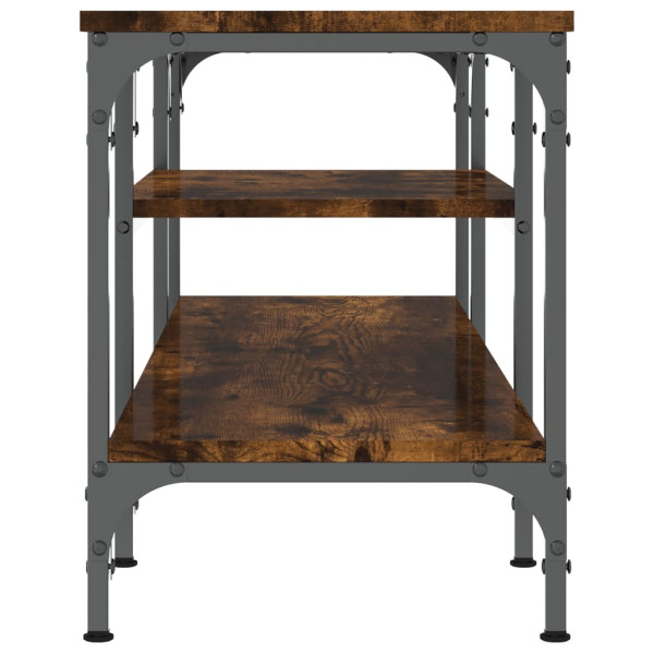 Mueble TV madera ingeniería y hierro roble ahumado 121x35x45 cm M 5