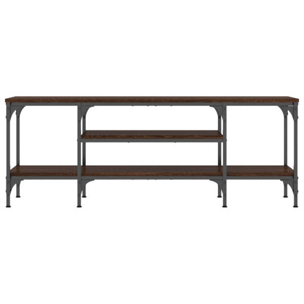 Mueble TV madera ingeniería y hierro marrón roble 121x35x45 cm M 4