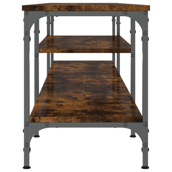 Mueble TV madera ingeniería y hierro roble ahumado 201x35x45 cm M 5