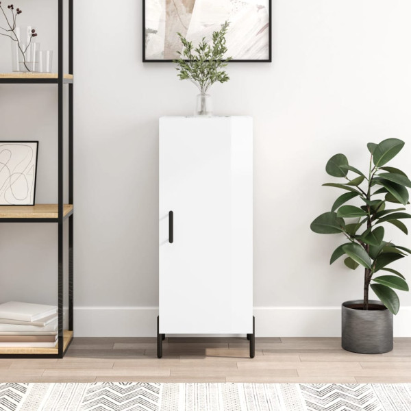 Aparador de madera contrachapada blanco brillante 34.5x34x90 cm D