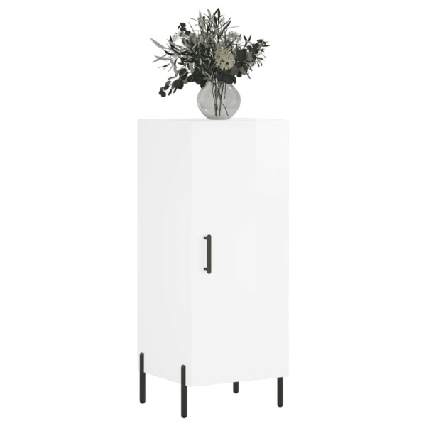 Aparador de madera contrachapada blanco brillante 34.5x34x90 cm M 3