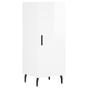Aparador de madera contrachapada blanco brillante 34.5x34x90 cm H