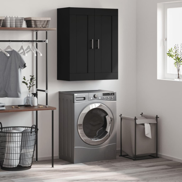 Armario de pared madera de ingeniería negro 69.5x34x90 cm D