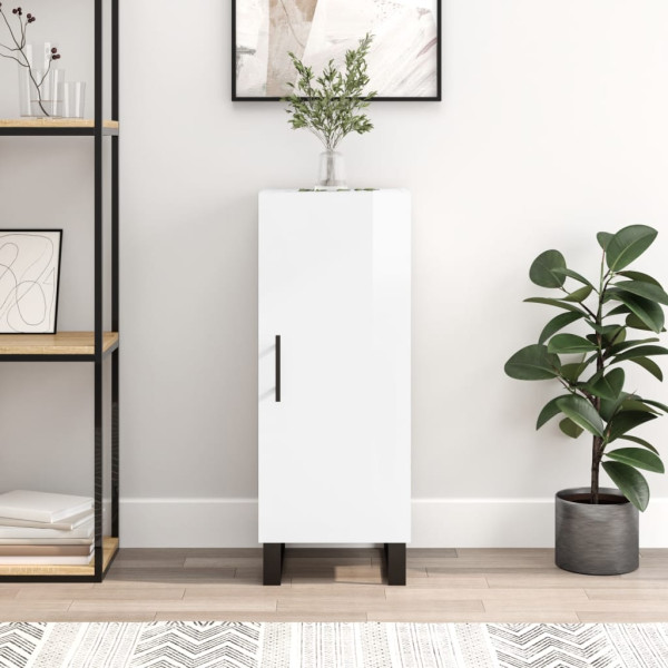 Aparador de madera contrachapada blanco brillante 34.5x34x90 cm D