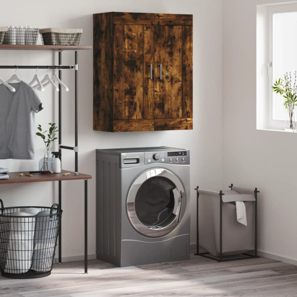 Armario de pared madera ingeniería roble ahumado 69.5x34x90 cm D