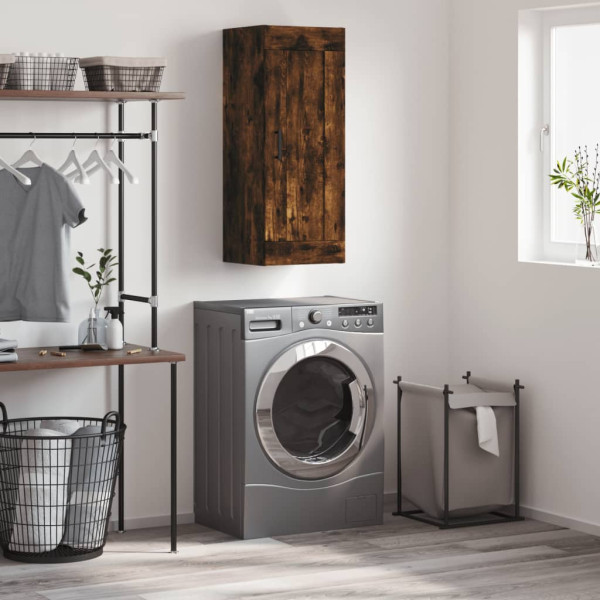 Armario de pared madera ingeniería roble ahumado 34.5x34x90 cm D