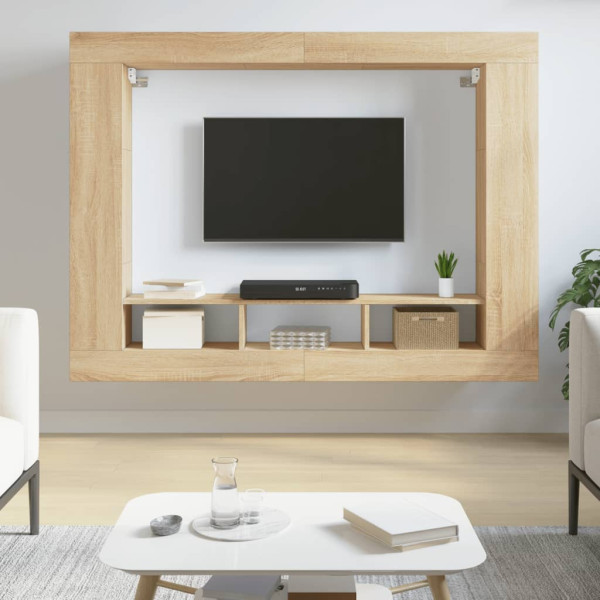 Mueble de TV madera de ingeniería roble Sonoma 152x22x113 cm D