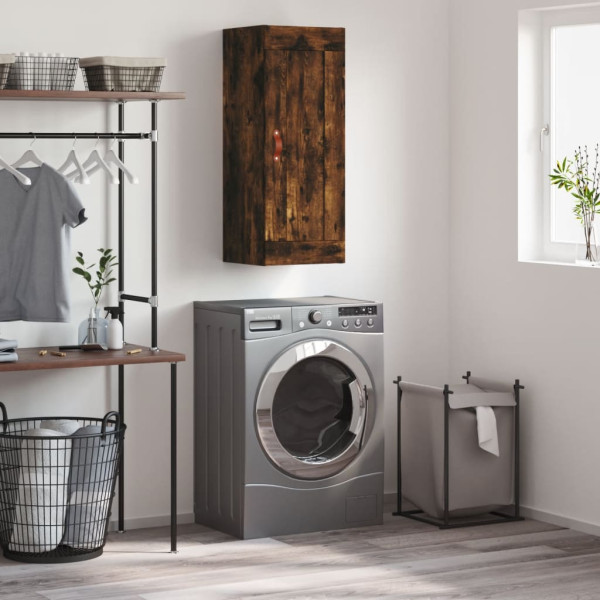 Armario de pared madera ingeniería roble ahumado 34.5x34x90 cm D