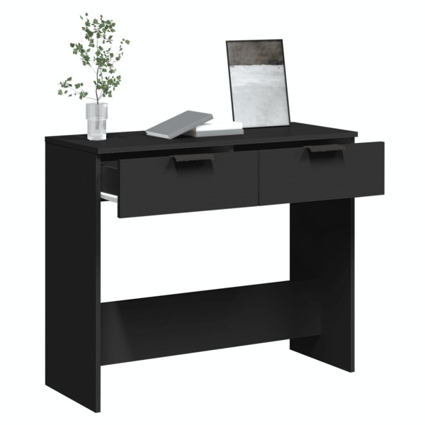 Mesa consola madera de ingeniería negro 90x36x75 cm M 5