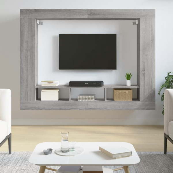 Mueble de TV madera de ingeniería gris Sonoma 152x22x113 cm D