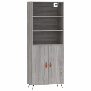 Aparador alto madera contrachapada gris sonoma 69.5x34x180 cm H