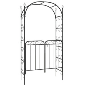 Arco de jardim c/ portão 108x45x235 cm aço preto H