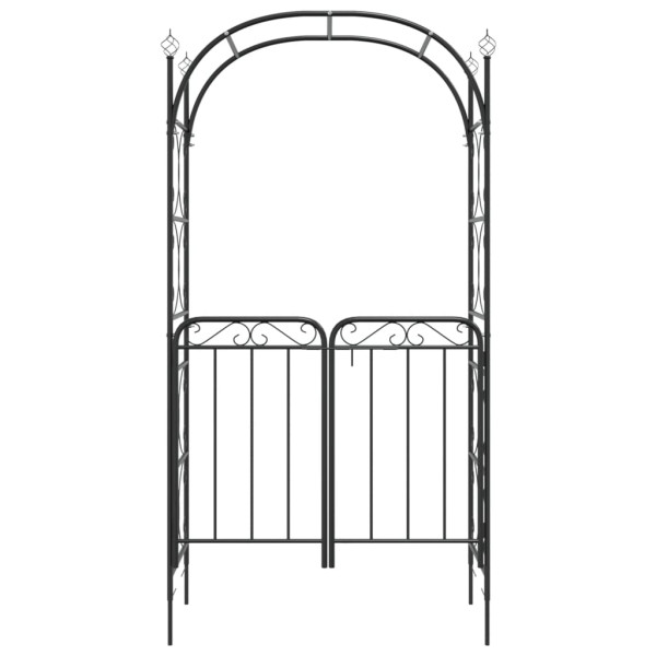 Arco de jardim c/ portão 108x45x235 cm aço preto M 3