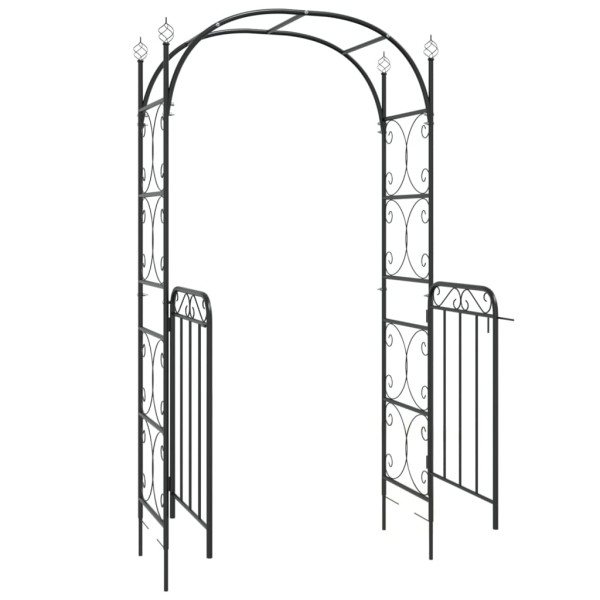 Arco de jardim c/ portão 108x45x235 cm aço preto M 5
