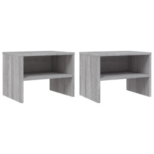 Mesitas de noche 2 uds contrachapada gris Sonoma 40x30x30 cm H