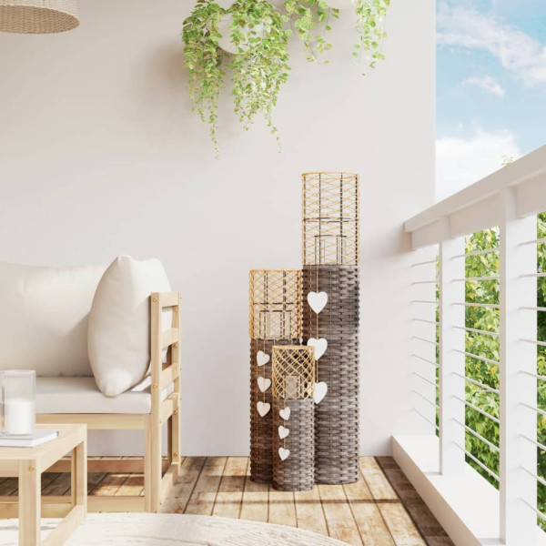 Suporte de velas 3 pcs vime cinzento M 5