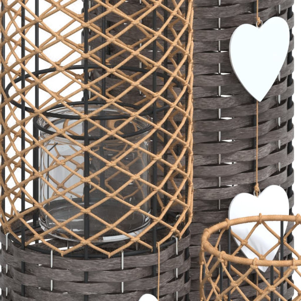 Suporte de velas 3 pcs vime cinzento M 4