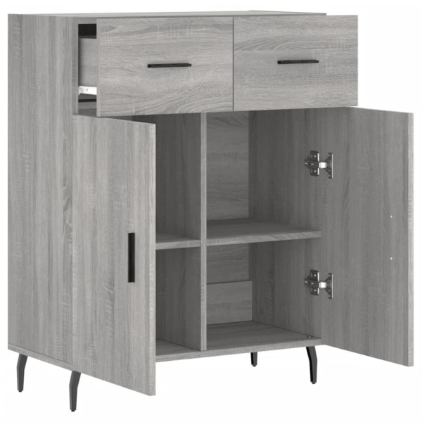 Aparador de madera de ingeniería gris Sonoma 69.5x34x90 cm M 5