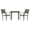 Juego de comedor para jardín 3 piezas acero y textilene negro 2