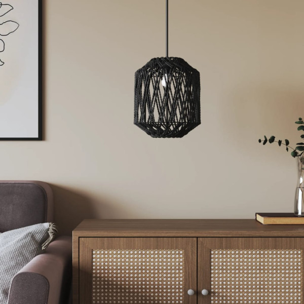 Pantalla de lámpara hierro y papel negra Ø23x28 cm M 4