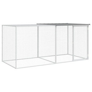 Galinheiro com teto 203x98x90 cm aço galvanizado cinza-claro H