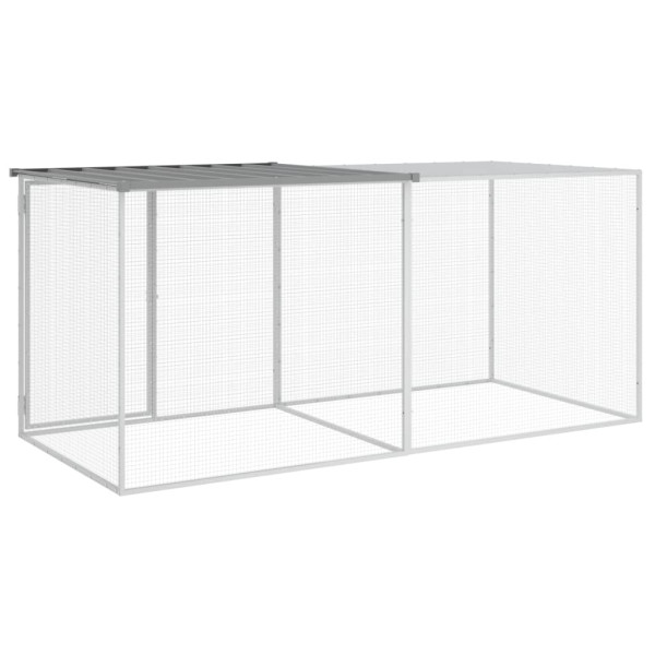 Galinheiro com teto 203x98x90 cm aço galvanizado cinza-claro M 5