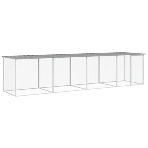 Galinheiro com teto 403x98x90 cm aço galvanizado cinza-claro H