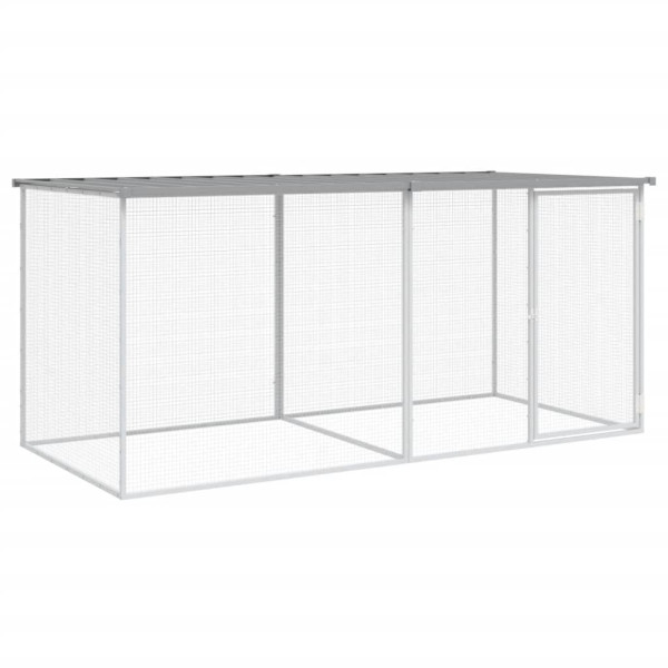 Galinheiro com teto 203x98x90 cm aço galvanizado cinza-claro M 2