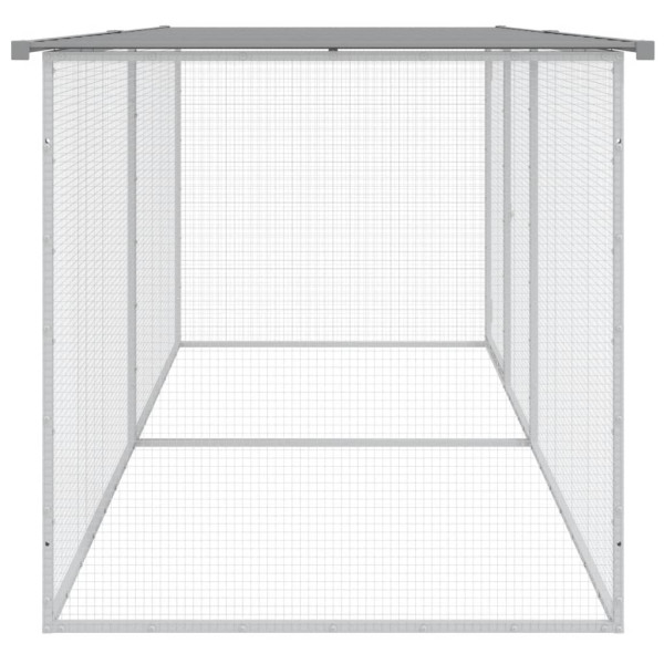 Galinheiro com teto 203x98x90 cm aço galvanizado cinza-claro M 4