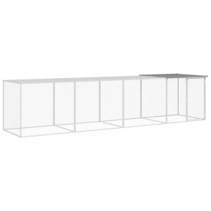 Galinheiro com teto 403x98x90 cm aço galvanizado cinza-claro H