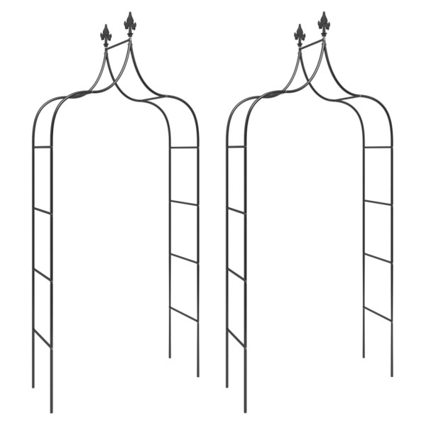 Arcos de jardim 2 pcs 120x38x260 cm aço preto M 2