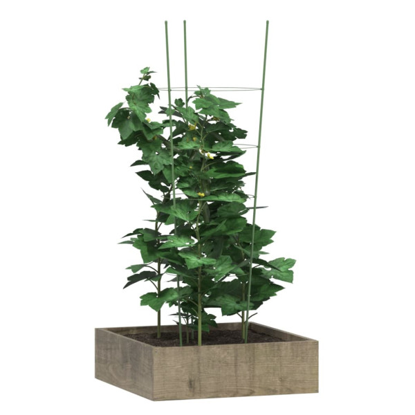 Suportes p/ plantas de jardim c/ 4 anéis 5 pcs 90 cm aço verde M 3