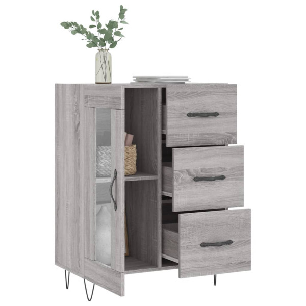 Aparador de madera de ingeniería gris Sonoma 69.5x34x90 cm M 4