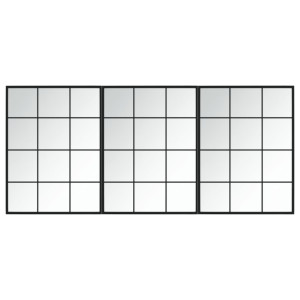 Espejos de pared 3 uds metal negro 80x60 cm H