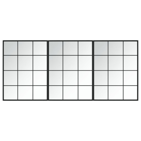 Espejos de pared 3 uds metal negro 80x60 cm M 2