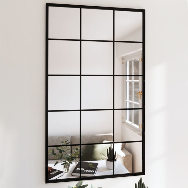 Espejos de pared 2 uds metal negro 100x60 cm D