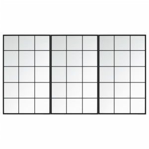 Espejos de pared 3 uds metal negro 100x60 cm H