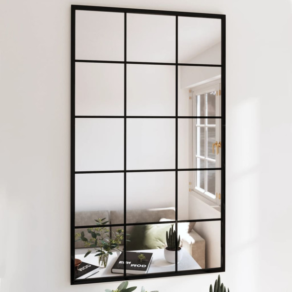 Espejos de pared 4 uds metal negro 100x60 cm D
